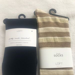 2 pcs. Loft brand opaque tights and Loft boot sock